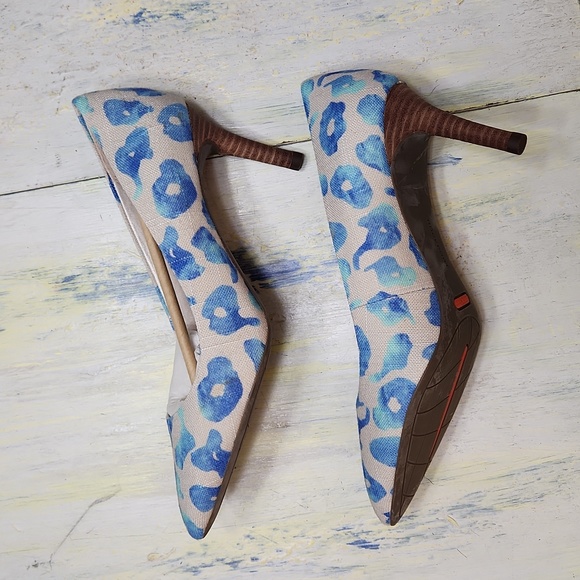 Blue leopard print linen heels Rockport TotalMotion Size 8 Never worn - Picture 5 of 12